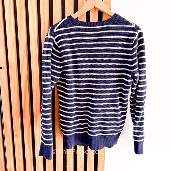 Vintage JCrew 100% Cotton Women's Striped Knit Sweater (S) - Picture 2 of 5